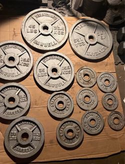 Standard Cast Iron Barbell Weight Plates Set 255lbs