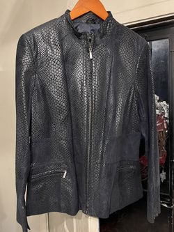 $55 “FALL” XL Genuine Leather Textured Short Navy Jacket (coat)