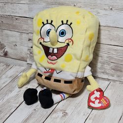 Vintage SpongeBob SquarePants Ty Plush 8" Viacom Stuffed Animal Toy 2004