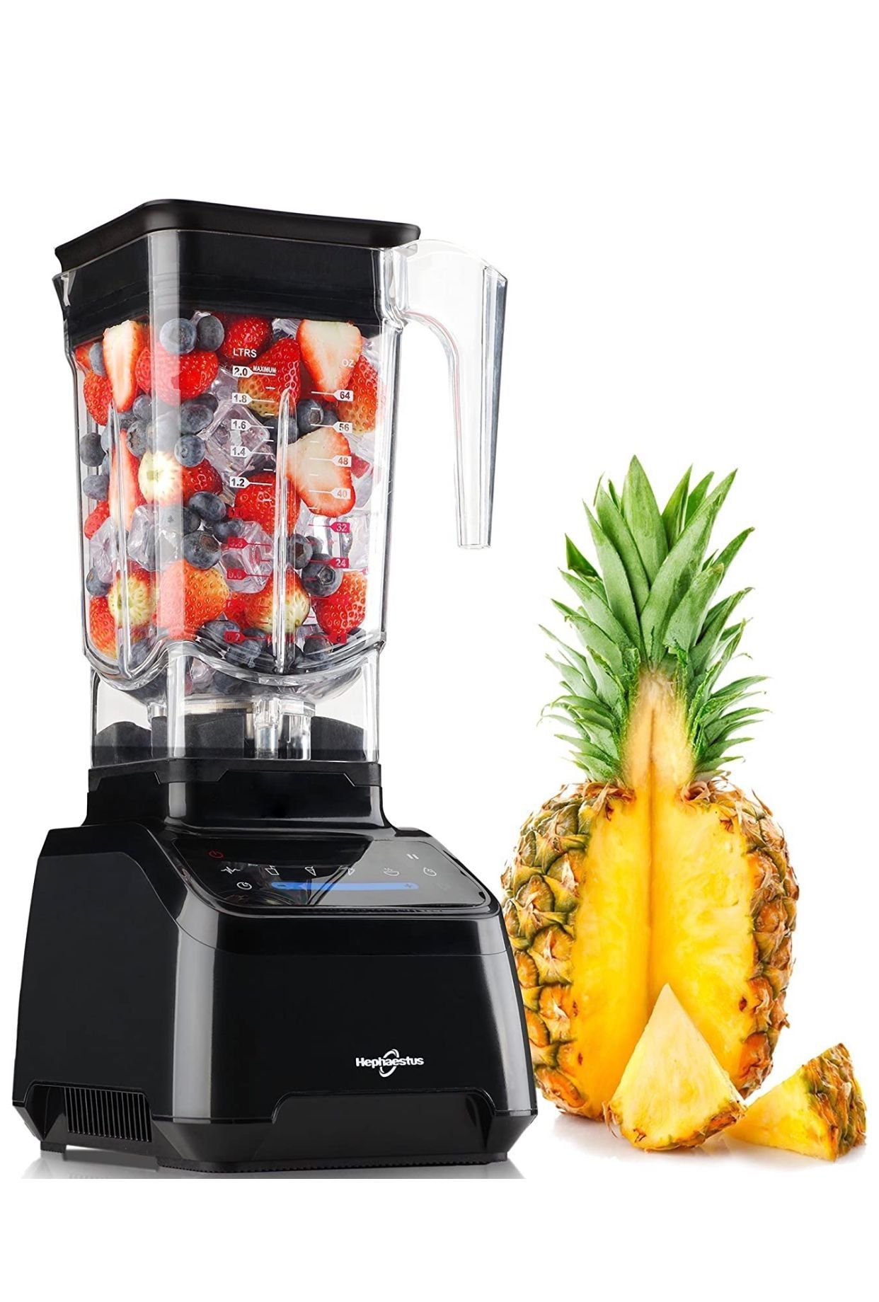 Hephaestus Smoothie Blender Multi Speeds MultiFunction Mixer Food Processor LCD Touch Screen 70 oz Tritan Cup 1500 Watt, Black