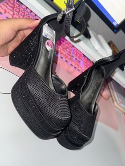 Black Rhinestone Platform Heels Size 5.5