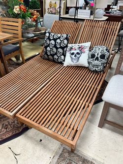 Teak Wood Outdoor Double Chaise Lounge