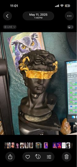 Hand painted David Bust with pedastal