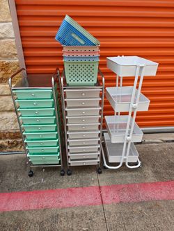 3 carts with bins for sale