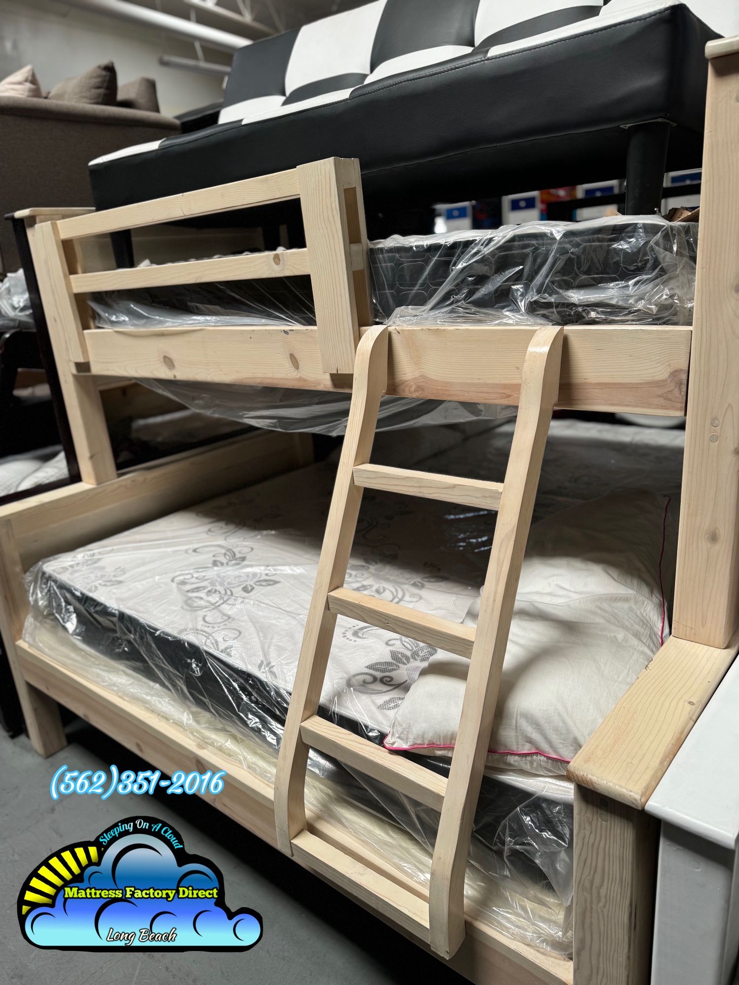 Whitewash Strong Pinewood Bunk Bed 🚚