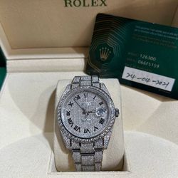 Rolex Datejust 41 41mm pave Roman dial diamond watch iced out oyster bracelet stainless steel 2021