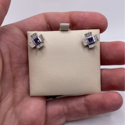 Diamond & Sapphire Earrings (0.28 C.t) Cert!