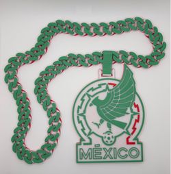 3D Printed Mexico Soccer Chains/ Hype Chains/ Sports Necklace/ Mexico Soccer FIFA Chain