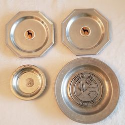 Four Plates Great Dane Dog Show Awards Pewter Silverplate READ BELOW