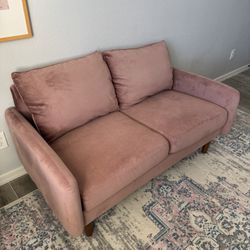 Wayfair Pink Velvet Like Fabric Sofa