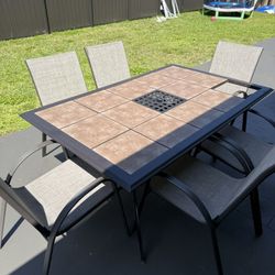🔥 MUST GO TODAY! Outdoor Dining Set - Tile Top & 6 Chairs 🔥