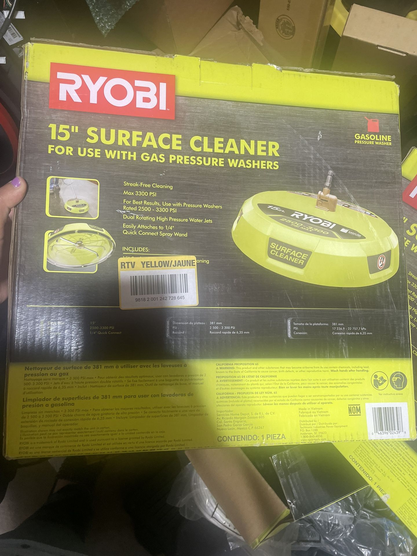 SURFACE CLEANER FOR USE WITH GAS PRESSURE WASHERS