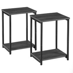 (03) VASAGLE Set of 2 Side Tables Misty Gray and Classic Black
