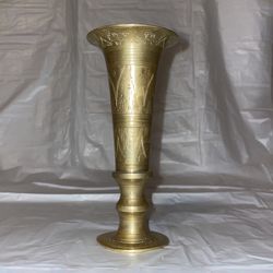 Chinese Brass Vase with Engraved Decorations 