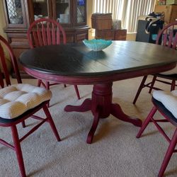 Red Rustic Farmhouse Kitchen Table And Chairs