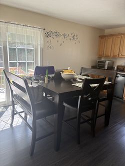 DINING TABLE WITH 2 BENCHES AND 2 CHAIRS- SEATS 6