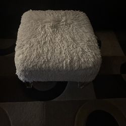Plush White Ottoman 