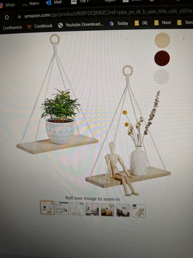 Potey Hanging Boho Floating Shelves 2 Tier Macrame