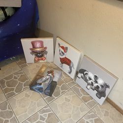 4 Dog Canvas Paintings
