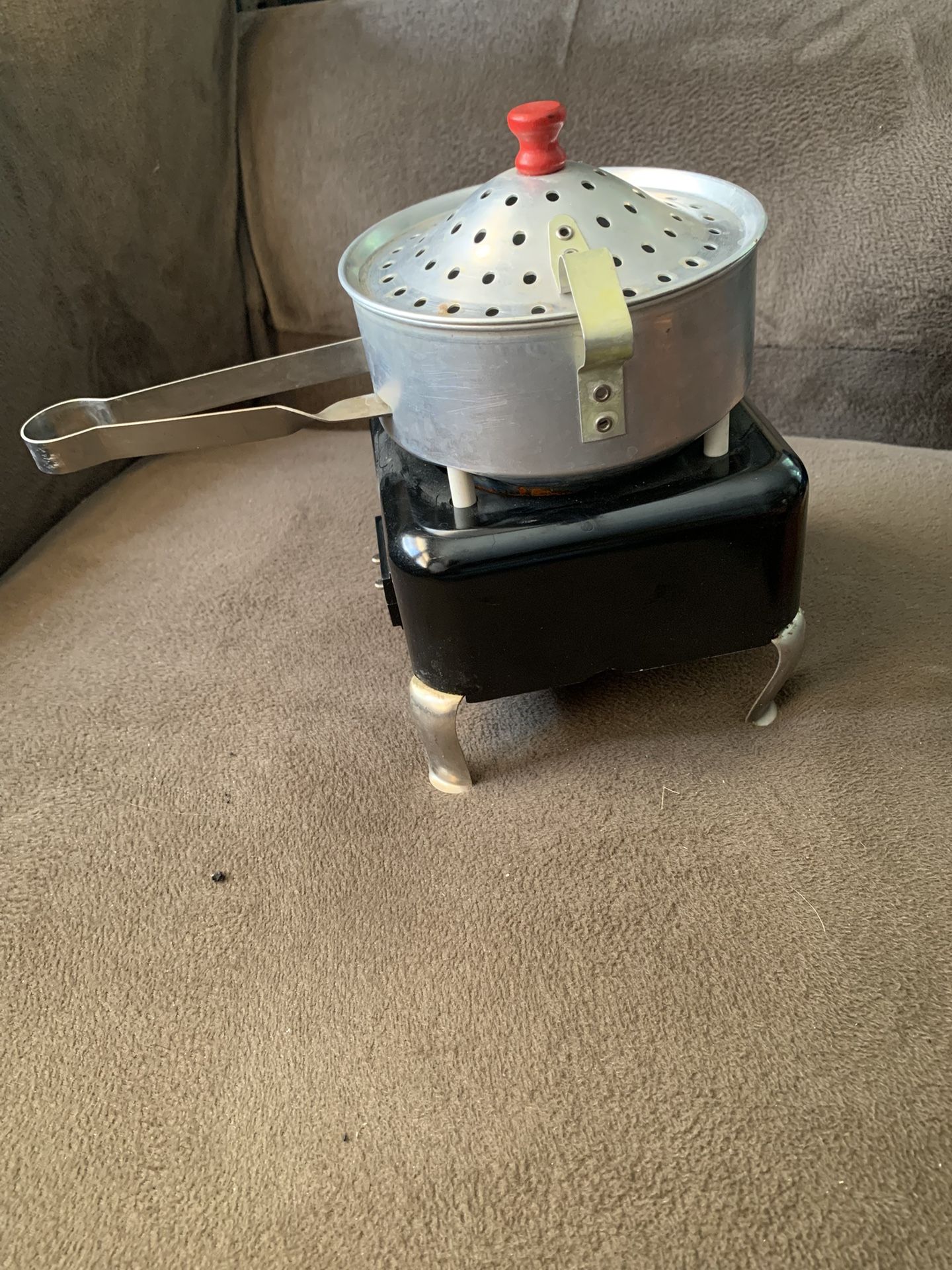 Rare Vintage Aluminum Bakelite Popcorn Popper