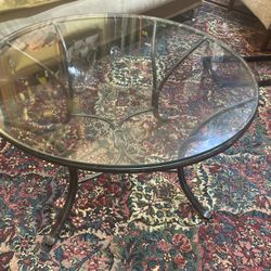 Small Glass Top Metal Coffee Table 