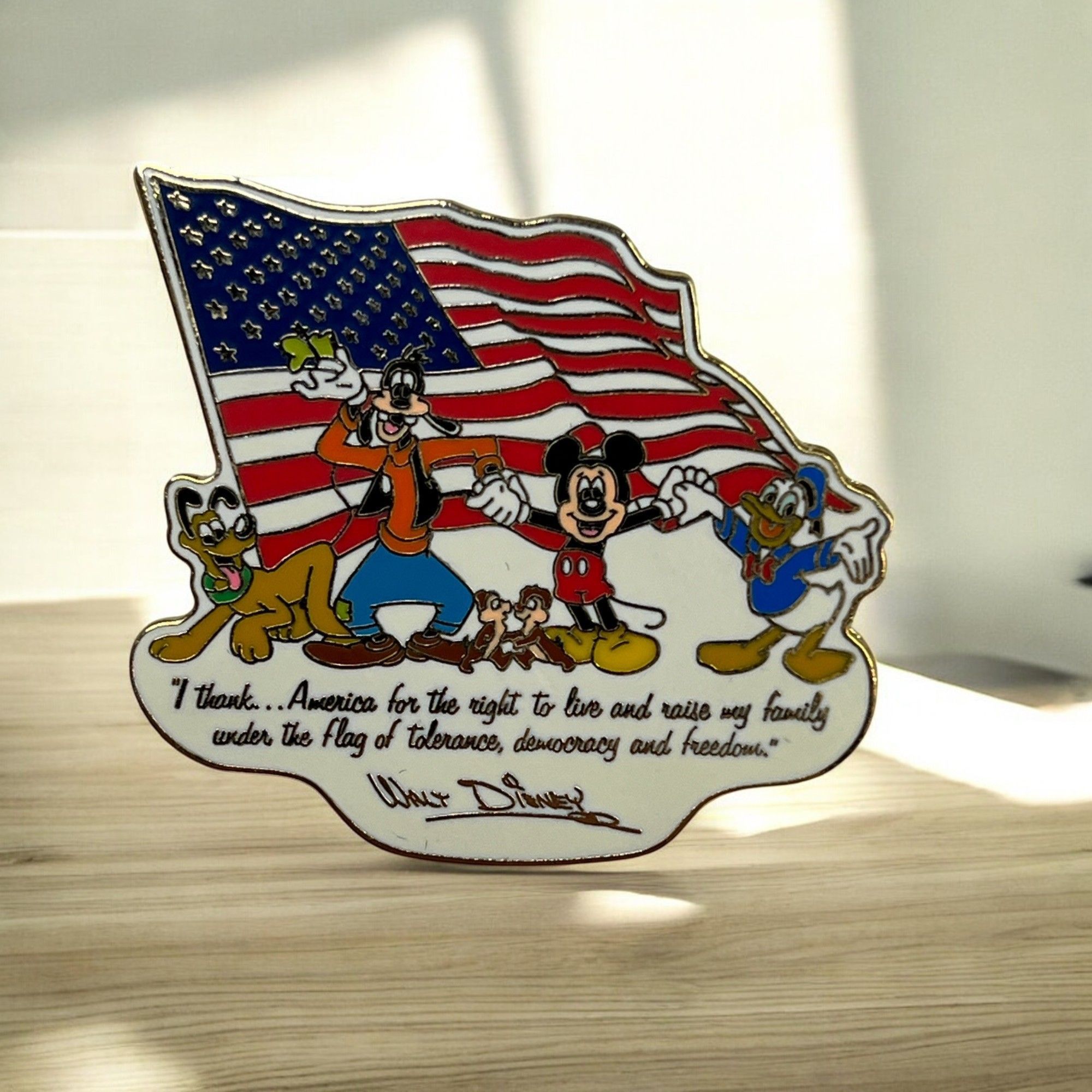 Disney Pin - Mickey and Friends - American Flag - I Thank America From 2002