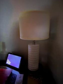2 White Table Lamp with Drum Shade
