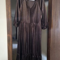 Brown Velvet Dress Size Xl