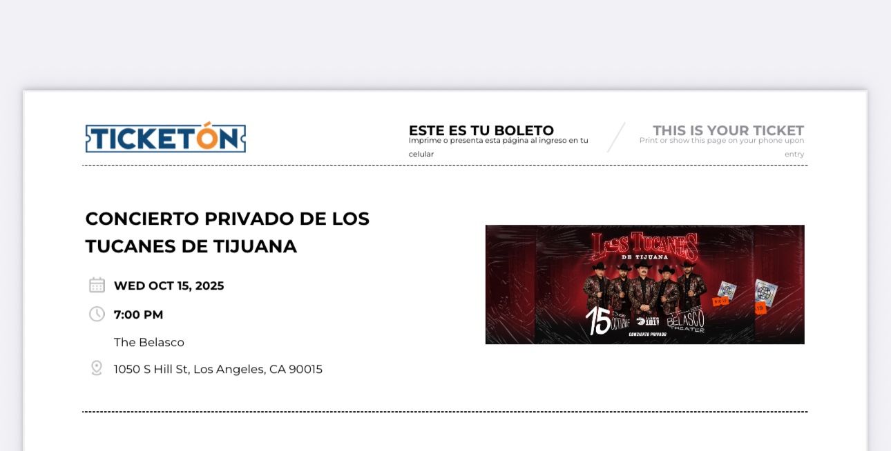 Tickets Tucanes De Tijuana Privado Concierto