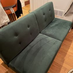like new green velvet couch futon