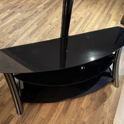 TV Glass Stand With TV Mount