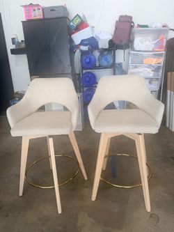 Two Beige Bar Stools