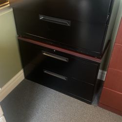 Two Metalic Black Filing Cabinets