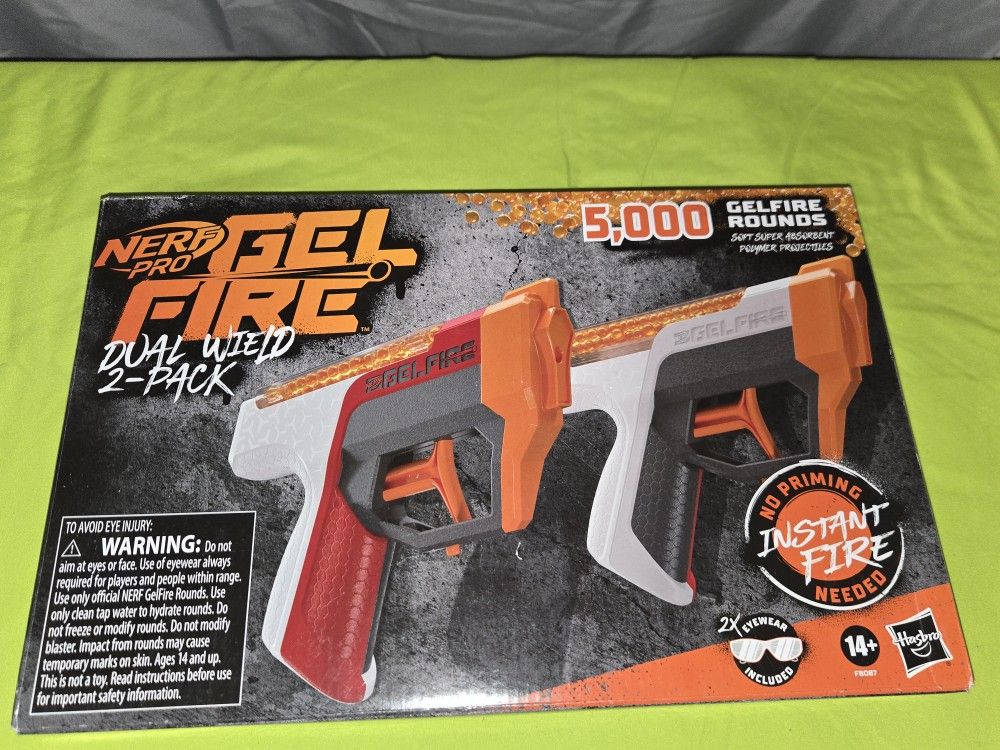 Nerf Pro Gelfire Dual Wield Pack, 2 Blasters, 5000 Gelfire Rounds