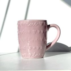 New Coffee Mug Tea Cup Ceramic Drinkware Heart Pink Love