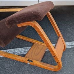 Vintage Kneeling Chair Oak & Fabric Seat British Design Corp Ergonomic