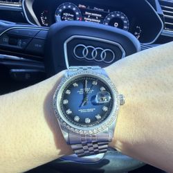 Rolex Datejust Cara Azul Con Diamantes 