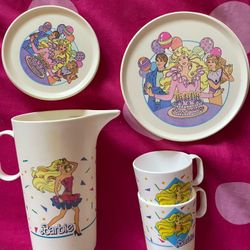 Barbie Vintage Mini Plates And Pitcher 