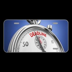 License Plate Novelty Car Front Deadline Stopwatch Clock Time