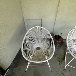 White Rocking Wicker Chair set