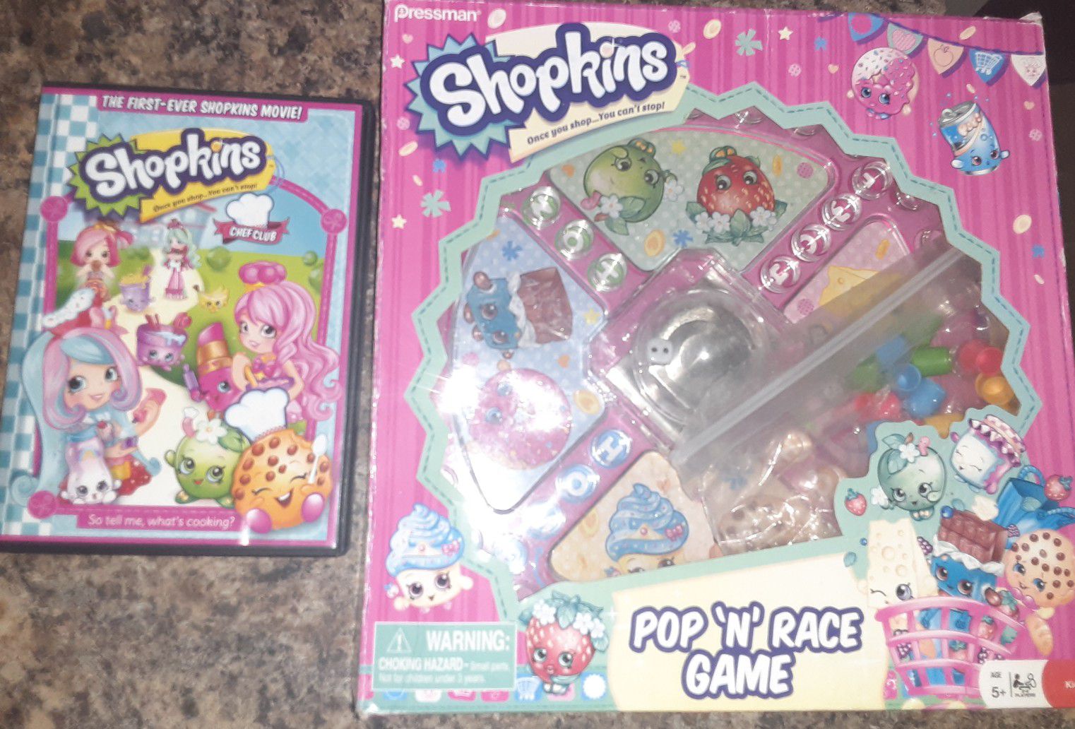 Shopkins dvd and pop n race game