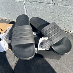 Adidas Slides All Black 3 Stripes