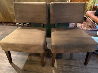Set of 2 brown sueded chairs
