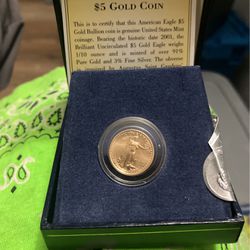 2001 1/10 Oz Gold American Eagle .999 $5