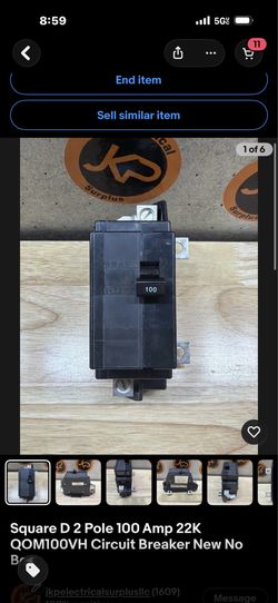 Square D QOM100VH 100 amp sub panel main breaker
