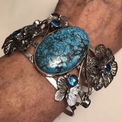 Turquoise 925 Sterling Silver Cuff Bracelet 