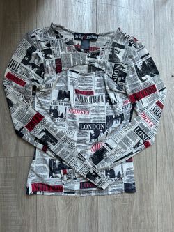Small Newspaper Print Mesh Top