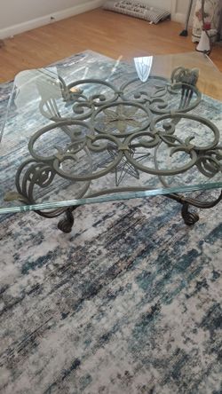 Wrought Iron And Glass COFFEE TABLE
