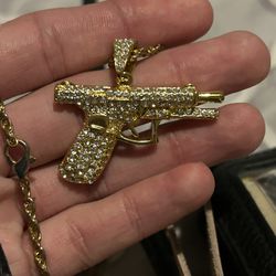 Pistol Gun Gold Necklace 