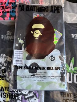 BAPE Paint Splatter Ape Head T-Shirt Black | Size L | New With Tags